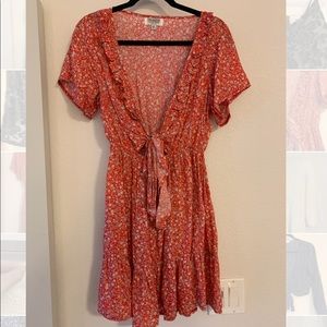Red floral dress